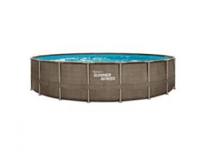 Summer Waves Elite Frame medence szett, 610 x 122 cm, barna rattan fonat, szűrőpumpával
