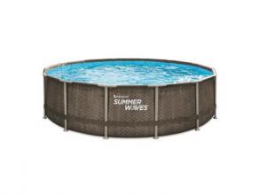 Summer Waves Elite Frame medence szett, 427 x 107 cm, barna rattan fonat, szűrőpumpával