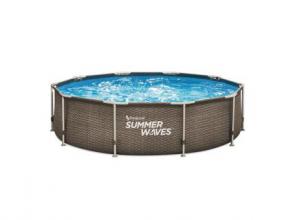 Summer Waves medence Active Frame 305 x 76 cm, barna rattan fonat, szűrőpumpával