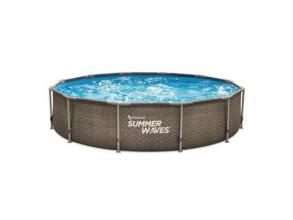 Summer Waves Active Frame medence, 366 x 76 cm, barna rattan fonat, szűrőpumpával