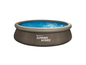 Summer Waves Quick Set medence, 366 x 76 cm, barna rattan fonat, szűrőszivattyú