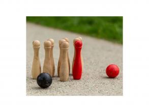 Outdoor Play kültéri bowling, FSC-tanúsítvánnyal rendelkező hordtáskával, 11 darabos