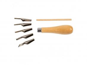 Linóleumvágó készlet, 7 darabos.