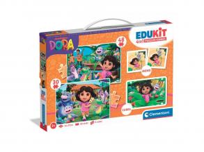 Edukit 4 in 1 Dóra a felfedező - puzzle-és memória játék gyűjtemény