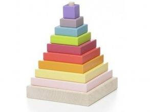 Piramis 10 darabos fa építőjáték