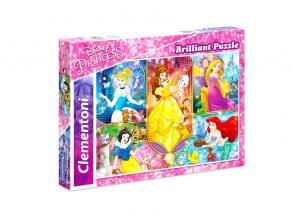 Clementoni: hercegnők 104 darabos csillámos puzzle