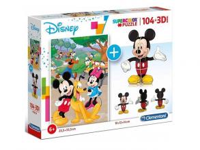 Disney: Mickey egeres 104 db-os puzzle + 3D-s Mickey modell - Clementoni
