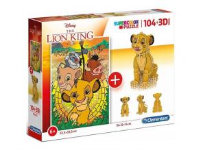 Disney: Oroszlánkirály 104 db-os puzzle + 3D-s Simba modell - Clementoni