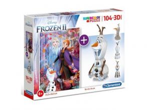 Clementoni: Disney Jégvarázs 2 az 1-ben 104 db-os puzzle és Olaf modell