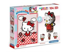 Clementoni: Hello Kitty 2 az 1-ben 104 db-os puzzle és modell figura