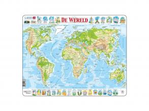 Larsen puzzle világtérkép  földrajzi, 80 darab, holland