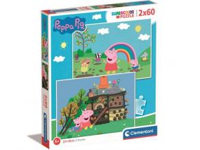 Peppa malac Supercolor 2 az 1-ben 2x60db-os puzzle - Clementoni