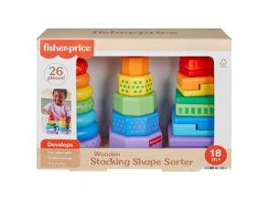 Fisher-Price Színes formaválogató és toronyépítő piramis játékszett - Mattel