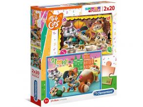 44 Csacska Macska Supercolor 2 az 1-ben puzzle 2x60db-os - Clementoni
