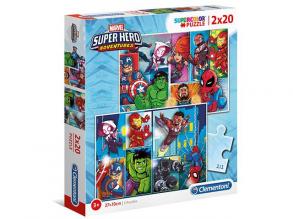 Marvel Szuperhősök Supercolor 2 az 1-ben puzzle 2x60db-os - Clementoni