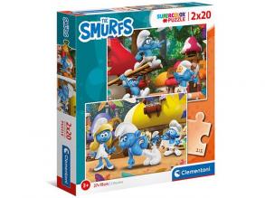 Hupikék Törpikék Supercolor 2 az 1-ben puzzle 2x20db-os - Clementoni
