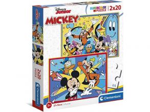 Mickey egér és barátai Supercolor 2 az 1-ben puzzle 2x20db-os - Clementoni