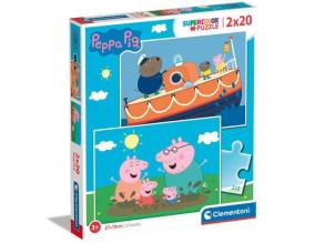 Peppa malac Supercolor 2 az 1-ben 2x20db-os puzzle - Clementoni