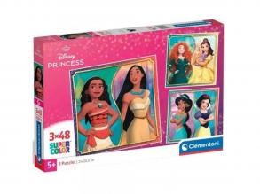 Disney Hercegnők Supercolor 3x48db-os puzzle - Clementoni