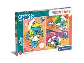 Hupikék Törpikék 3x48db-os puzzle szett - Clementoni