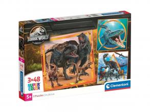Jurassic World 3x48 db-os Supercolor puzzle - Clementoni