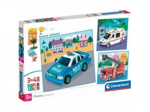 Mentojármuvek 3x48db-os Supercolor puzzle - Clementoni