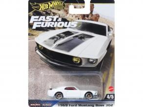 Hot Wheels: Halálos Iramban 1969 Ford Mustang BOSS 302 fehér kisautó 1/64 - Mattel