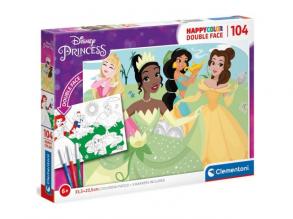 Disney Hercegnők Double 2 az 1-ben 104db-os színezhető kétoldalas puzzle - Clementoni
