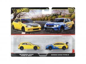 Hot Wheels Deluxe kisautó 2db-os csomag '99 Honda Civic Type R (EK9) és Honda Civic Type R - Mattel