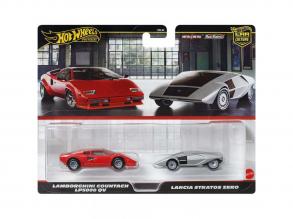 Hot Wheels Deluxe kisautó 2db-os csomag Lamborghini Countach LP5000 QV és Lancia Stratos Zero - Mattel