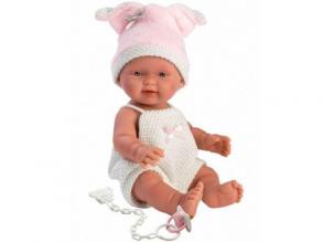Llorens: Három kismalac - Újszülött lány baba fehér ruhában 26cm-es