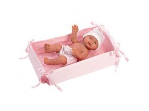 Llorens: Bebita 26cm-es kislány baba kisággyal