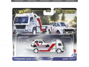 Hot Wheels: Aero Lift Prémium autószállító és 73 Honda Civic Custom kisautó 1/64 - Mattel