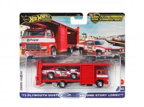 Hot Wheels: Second Story Lorry Prémium autószállító és 73 Plymouth Duster kisautó 1/64 - Mattel