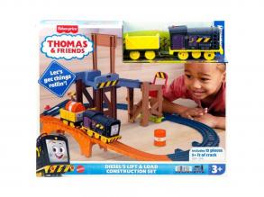 Fisher-Price: Thomas és barátai Diesel Lift & Load építkezési vasúti pályaszett motorizált vonattal - Mattel