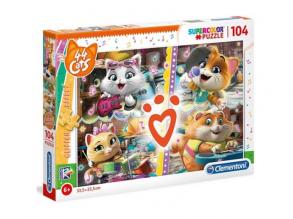 44 csacska macska glitteres 104 db-os puzzle - Clementoni