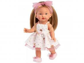 Llorens: Valeria 28cm-es baba mintás szoknyában