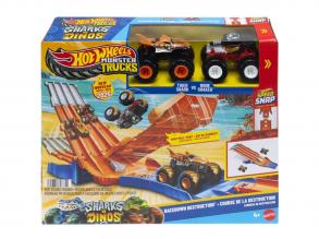Hot Wheels Monster Trucks: Hajsza pályaszett 2db kisautóval - Mattel