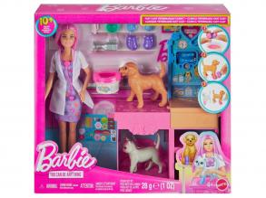 Barbie állatorvos gipszklinika játékszett rózsaszín hajú babával - Mattel