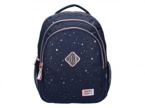 Milky Kiss hátizsák sötétkék rózsaszín pöttyökkel, 3 rekesszel