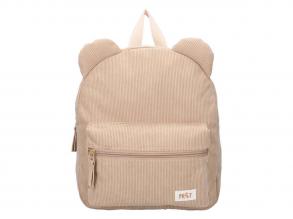 Bézs bársony hátizsák, macifüles