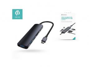 Devia ST329432 Leopard 5in1 HUB Type-C elosztó átalakító adapter 1xType-C PD/ 3x USB 3.0/ 1x SD