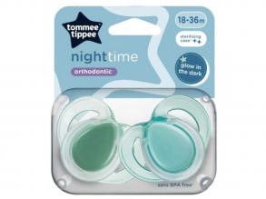 Tommee Tippee: Night Time 2 db-os fluoreszkáló ortodontikus cumi szett több változatban (18-36 hó)