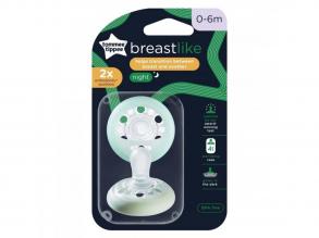 Tommee Tippee: Breast Like Anyamell formájú éjszakai fluoreszkáló cumi 2db-os szett (0-6 hó)