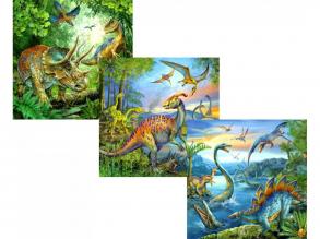 Puzzle 3x49 db - Dinoszauruszok
