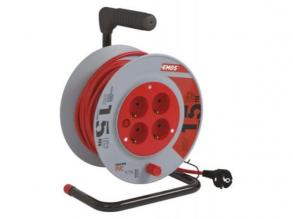 15 m kábeldob / 4 aljzat / fekete / PVC / 230 V / 1 mm2