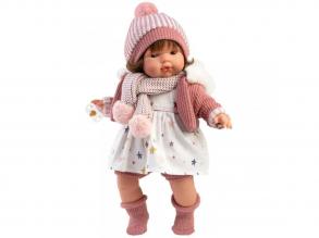 Llorens: Lola 38cm-es síró baba cumival kötött sapkában