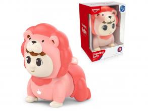 Happy World: Kúszó-Mászó Baba oroszlán jelmezben pink színben 13x17cm