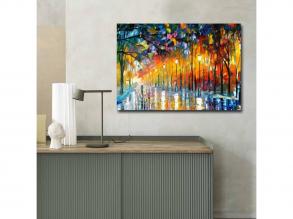 Ködös hangulat a parkban vászon Leonid Afremov festménye, 70 x 100 cm, 100% velúr vászon, 3 cm-es fakeret | Elegáns falfestmény