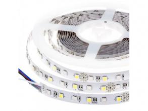 LED szalag , 5050 , 60 led/m , 14,4 W/m , RGBW , 10 mm , W = hideg fehér , IP65